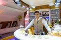 Emirates Airbus A380 business class interior Royalty Free Stock Photo