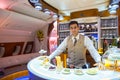 Emirates Airbus A380 business class interior Royalty Free Stock Photo