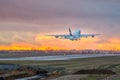 Emirates Airbus A380 Departing from Prague Airport