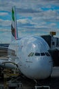 Emirates Airbus A380-800 Front End View Royalty Free Stock Photo