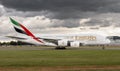 Emirates Airbus A380 at Vaclav Havel airport Prague PRG Royalty Free Stock Photo