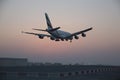 A380 Emirates Airline plane coming into land Royalty Free Stock Photo