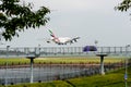 LONDON, ENGLAND - SEPTEMBER 27, 2017: Emirates Airlines Airbus A380 A6-EDJ landing in London Heathrow International Airport. Royalty Free Stock Photo