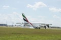 Emirates Airlines Airbus A380 in flight. Royalty Free Stock Photo