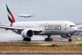 Emirates Airlines Boeing 777-300ER A6-EGP passenger plane departure at Frankfurt airport