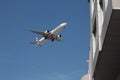 Emirates Plane coming into land at Dubai Airport Royalty Free Stock Photo