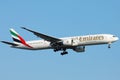 Emirates plane landing on runway
