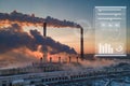 Emission to atmosphere from industrial pipes with cyberspace of digital display dashboard control and smart sensor
