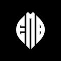 EMM circle letter logo design with circle and ellipse shape. EMM ellipse letters with typographic style. The three initials form a Royalty Free Stock Photo
