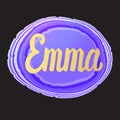 Emma card. Golden lettering calligraphy inscription name. Vector illustration.