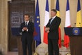 Emmanuel Macron and Klaus Iohannis Royalty Free Stock Photo