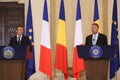 Emmanuel Macron and Klaus Iohannis Royalty Free Stock Photo