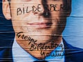 Emmanuel Macron portrait poster with Bilderberg group member ins