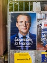 Emmanuel Macron portrait poster with Bilderberg group member ins