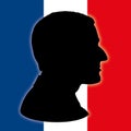 Emmanuel Macron silhouette with France flag Royalty Free Stock Photo