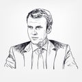 Emmanuel Macron vector portrait sketch isolated Royalty Free Stock Photo