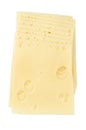 Emmental cheese slices, also Emmentaler or Emmenthal, from above Royalty Free Stock Photo