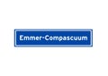 Emmer-Compascuum isolated Dutch place name sign. City sign from the Netherlands.