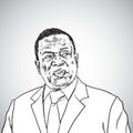 Emmerson Mnangagwa the President of Zimbabwe. Vector Portrait Caricature Drawing. November 27, 2017