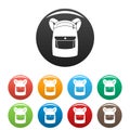 Emmo backpack icons set color