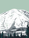 Emmons Glacier on Northeast Flank of Mount Rainier Located in Mount Rainier National Park in Washington State WPA Poster Art