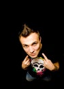 Emo-boy in t-shirt over black Royalty Free Stock Photo