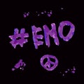 EMO. Bright color doodle typographic inscription in grunge style on black background. Illustrated text for poster, print