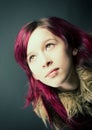 Emo look girl with red hair Royalty Free Stock Photo
