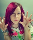 Emo look girl with red hair Royalty Free Stock Photo