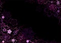 Emo styled black-and-violet floral backg