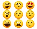 Emoji angry smileys emoticon vector set. Emoticons emojis with angry, upset and wicked facial expression isolated in white. Royalty Free Stock Photo