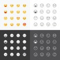 Emoji avatar collection set, emoticons isolated icons flat line design on white background, vector illustration Royalty Free Stock Photo