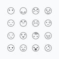 Emoji avatar collection set, emoticons isolated icons flat line Royalty Free Stock Photo