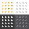 Emoji avatar collection set, emoticons isolated icons flat line design on white background, vector illustration Royalty Free Stock Photo