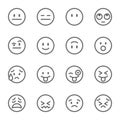 Emoji Avatar Face Vector Line Icon Set. Contains such Icons as Winking Face with Tongue, Confounded Face , Persevering Face and mo Royalty Free Stock Photo