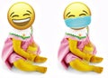 Emoji Baby Girl with Bottle Wearing Face Mask