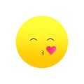 Emoji blowing heart kiss. Love emoticon flirty. Romantic tender symbol. Vector illustration. EPS 10.