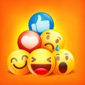 Emoji cartoon characters. Social network reactions