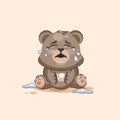 Emoji character cartoon Bear crying, lot of tears sticker emoticon