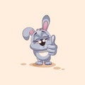 Emoji character cartoon Gray leveret approves with thumb up sticker emoticon