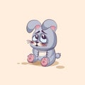 Emoji character cartoon Gray leveret embarrassed, shy and blushes sticker emoticon