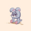 Emoji character cartoon Gray leveret sad and frustrated sticker emoticon