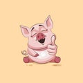 Emoji character cartoon Pig approves with thumb up sticker emoticon