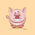 Emoji character cartoon Pig with a huge smile from ear toear sticker emoticon Royalty Free Stock Photo