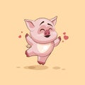 Emoji character cartoon Pig jumping for joy, happy sticker emoticon Royalty Free Stock Photo