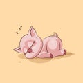 Emoji character cartoon Pig sleeps on the stomach sticker emoticon