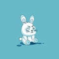 Emoji character cartoon White leveret squints and looks suspiciously sticker emoticon