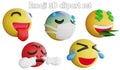 Emoji clipart element ,3D render emoji and emoticon concept isolated on white background icon set