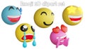 Emoji clipart element ,3D render emoji and emoticon concept isolated on white background icon set