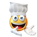 Emoji cook isolated on white background,emoticon restaurant chef 3d rendering